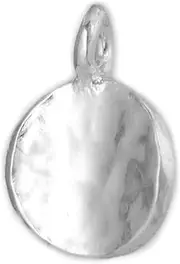 [SUGARKITTEN LONDON] Sterling Silver Solid Concave Hammered Bent Round Dot Disc Pebble Circle Charm, One Size, Sterling Silver