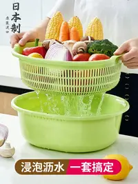 在飛比找樂天市場購物網優惠-優購生活 日本進口加厚雙層洗菜籃瀝水籃塑料廚房洗菜盆大號創意