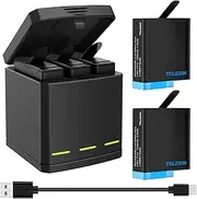 TELESIN Batteries and 3-Channel USB 2-Pack Replaceable Battery Quick Charger with Type-C Cord for Go Pro Hero 8 Black, Hero 7 Black, Hero 6, Hero 5, Fully Compatible with Go Pro Original Batteries