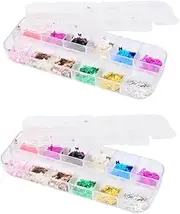 FOMIYES Nail Paillettes 2 Pack 12 Grid DIY Manicure Sequins Unique Nail Art Decor Easy to Apply for Events Parties DIY