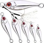 lisutupode Bass Lures Freshwater | Realistic Metal Bait | 3D Eyes Sequin Jig Lures Set of 6 for Offshore Trolling Night All Waters Fishing