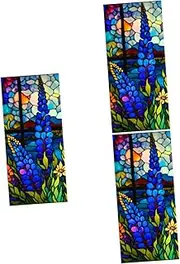 Hoement 3pcs Vintage Stained Window Cling Film Removable Static Sticker for Bathroom Privacy Non Adhesive Decorative Glass Covering Light Filtering Heat Blocking for Home Use