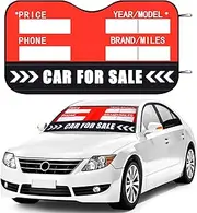 Jingmore for Sale Sign for Vehicle Windshield Sun Shade Quickly Sell Your Car or Truck Foldable Car Front Window Sunshade for Sun Visor Easily Seen Info on Dual Purpose(48 x 27.5 Inches,Classic)