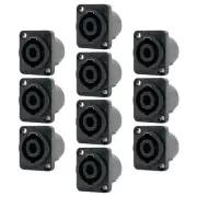 10x Neutrik NL4MP 4 Pole Speak On Connector Chassis Panel Mount Speaker Terminal