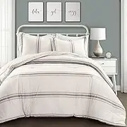 Lush Decor Comforter Farmhouse Stripe, King, Gray