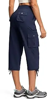 [ISEEGZ] Cargo Capri Pants for Women Lightweight Quick Dry UPF 50+ Summer Capris with 8 Pockets for Hiking Travel Casual