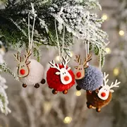 12pcs Christmas Cute Wool Felt Elk Pendants Christmas Tree Decorations