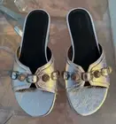 BALENCIAGA Cagole Studded Buckled Metallic Flat Slides Mules Sandals Size 40
