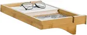SoBuy Bamboo Bedside Clip-on Hanging Shelf Nightstand Tray with 2 Wire Slots NKD01-N