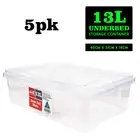 5pk 13L Underbed Storer Plastic Storage Container Box Home Organiser Clear AU