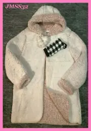 Victoria's Secret Pink Sherpa Hoodie Cardigan + Socks + Scrunchie One Size Set
