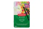 12pc Derwent Academy Art Craft Hexagonal 3.3mm Core Colour Pencil Tin Set