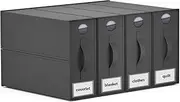 VERONLY 4 Pack Bed Sheet Organisers, Foldable Linen Storage Box with Window for Closets, Duvet Covers and Pillow Cases Wardrobe, Home Storage & Organisation, Grey