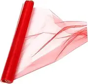 COMNESTBI 1PC Long Sheer Gauze Curtain for Wedding Decorations DIY Crafts Bouquet Wrapping Versatile Drape for Parties Living Rooms Home Red
