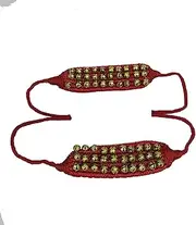 Gavya Ghungroo Bells Red Soft Pad Pair Three Line (30 + 30) Kathak Big Brass Bells (14 NO.) Musical Anklet for Classical Indian Dancers