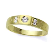 Men 14K Yellow Gold Round CZ Flat Top Wedding Band Ring / Free Gift Box