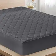 Utopia Bedding Quilted Fitted Mattress Pad (King, Grey) - Elastic Fitted Mattress Protector - Mattress Cover Stretches up to 16 Inches Deep - Machine Washable Mattress Topper