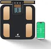 EILISON 8-Electrode Body Fat Scale with BIA Technology, Digital Bathroom Scale Full Body Composition Analyzer with 32 Metrics, Smart BMI Weight Scale with Bluetooth App, Touchscreen, 396lbs (Black)