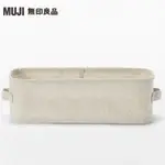 MUJI 無印良品 聚酯纖維麻收納箱/淺型/半(約寬13×深37×高12 CM)