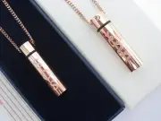 ROSE GOLD 30" SOS NECKLACE/PENDANT MEDICAL INFO ALERT/STAINLESS STEEL TALISMAN