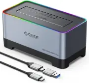 ORICO Aluminum Alloy RGB External Hard Drive Docking Station USB 3.2 to SATA 2.5