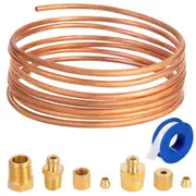 72inch Oil Pressure Gauge Tubing Kit,Set of Copper Tube with 1/4inch X1/8inch NPT,1/8inch NPT Male Photo Color