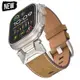 鈦色連接器+真皮錶帶兼容 Apple Watch Ultra 2 49mm 45mm 42mm 44mm Iwatch