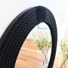 Designer BLACK Round Rope Twisted Mirror Hampton Nautical Design Decor 80cm