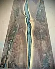 Gray Epoxy River Table ? Live Edge Walnut Wood Handmade
