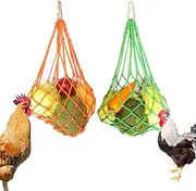 CooShou Chicken Vegetable String Bag Poultry Fruit Holder Cabbage Feeder Treat Feeding Tool With Hook for Hens Coop Toy for Hen Goose Duck
