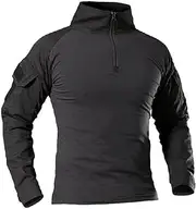 [HanzhuoLG] Men‘s Camouflage Military Training Tshirt Colorblock Stand Collar Outdoor Tactical Cycling Hiking T Shirts Color2 XXL