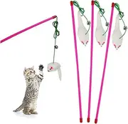 CIYODO 5pcs Plush Mouse Cat Teaser Wand Interactive Training Stick for Kittens Vivid Keep Cats Active and Engaged Random Color