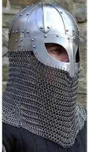 Viking Helmet Battle Armor 18G Steel and Chainmail Mask Helmet