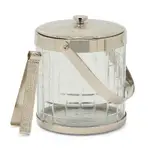 Blue Pheasant Sevasti Shiny Nickle Square Etched Ice Bucket with Tongs