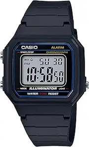 [Casio] Men's W-217H-1AVCF Classic Digital Display Quartz Black Watch, Black/Blue, W-217H-1AVCF