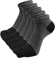 [CaiDieNu] Men's Toe Socks Lightweight No Show Crew Athletic Socks for Running 5 Pairs Size 8-12