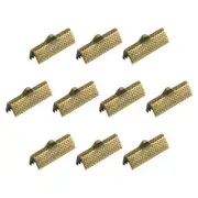 100Pcs Ribbon Crimp Clamp Ends 20mm Cord End Clasp for DIY Craft Bronze Tone