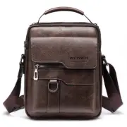 NNEDSZ Men's Vintage Leather Shoulder Bag - Multi-Compartment Crossbody Messenge