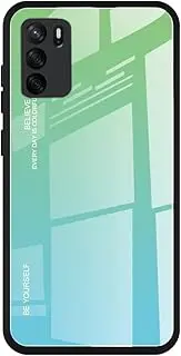 [DEDUX] Case for Oppo A16 / A54s / A16s Mobile Phone Case, Gradient Glass and TPU Protective Case Cover for Oppo A16 / A54s / A16s (Green)