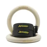 Wooden Gymnastic Rings with Straps Training Pull Up Dip Fitness CrossFit Workout