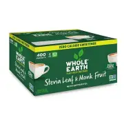 WHOLE EARTH Stevia, Monk Fruit & Erythritol Sweetener, 400 Powder Packets ✅