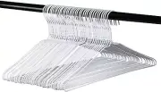 100 White Wire Hangers 18" Standard White Clothes Hangers (100, White) Lightweig