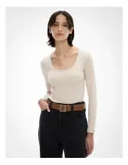 [Witchery] Scoop Rib Top in Oat Marle