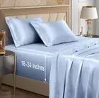 4Pcs Extra Deep Pocket Satin Sheet Set, King Size, 18-24 Inch Deep Pocket, Baby