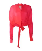 Color lace-up blouse 2 Red
