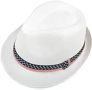 [WESTEND] Men's Spring/Summer White USA Tribly Fedora Hat