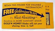 Vintage Honey Blade Co Sample Double Edge Honey Razor Blade Chandler St Louis Mo