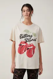 Cotton On Women - Rolling Stones Oversized Graphic Tee - Lcn bra rolling stones cherries/ stone