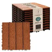 IDZO Wood Plastic Composite Deck Tiles Set of 10, Sustainable FSC Composite D...
