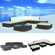 8 Piece Garden Lounge Set with Cushions Poly Rattan Seat Multi Colours vidaXL